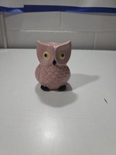 Pink Owl Figurine Piggy Bank 4" Tall Ceramic with Stopper
