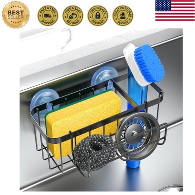 3-in-1 Kitchen Sink Organizer - Rust-Resistant & Space-Saving Design in Black