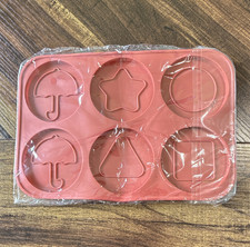 Pink Silicone Flexible cake Tray, 6 Hole Mixed Shapes