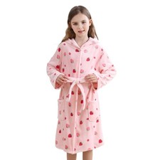 V. GRIN Girls Fleece Hooded Robe, Soft Unicorn Bathrobe for Kids 514 Years  L...