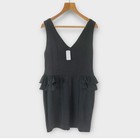 Forever 21 schwarzes figurbetontes Kleid 2XL Passform 16 Schößchen Stretch ärmellos Party NEU