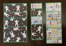  2611 ASTRONAUTS SPACE PREMADE SCRAPBOOK MAT SET JUNK JOURNAL EPHEMERA - TONYA