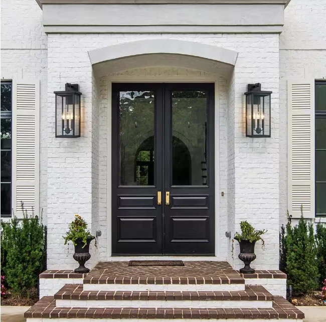 2-pack Trevot 3-Light 22.5 in. Large Black Outdoor Wall Lantern Sconce - Image 2 of 4