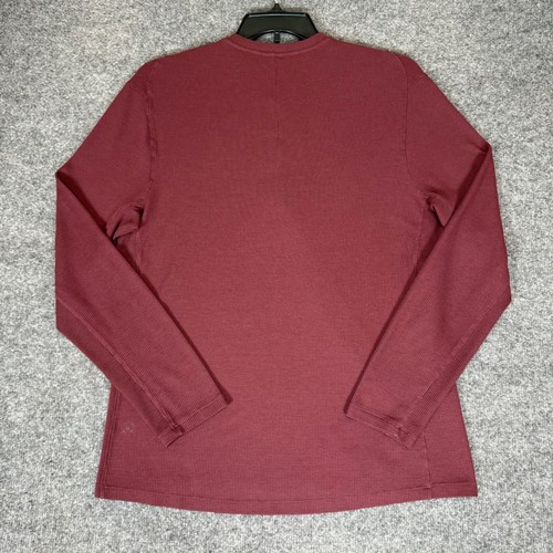 Lululemon Henley Shirt Mens Medium Burgundy Waffle Knit Long Sleeve Casual Top - Picture 4 of 6