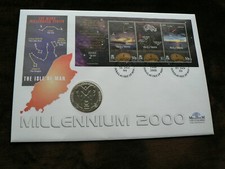 1999 Isle of Man Triple-postmarked Manx Millennium Zenith Crown Coin Cover