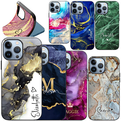 Silicone Phone Case Cover For iPhone 16 15 14 Pro Max 13 12 Marble Custom Design