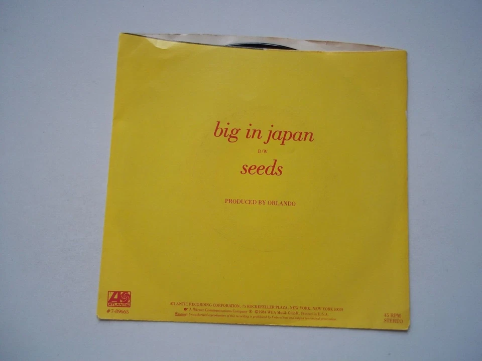 ALPHAVILLE - Big in Japan / Seeds - 45 RPM Record 7" Single 1984 w/ PICTURE SLV Foto 2 de 4