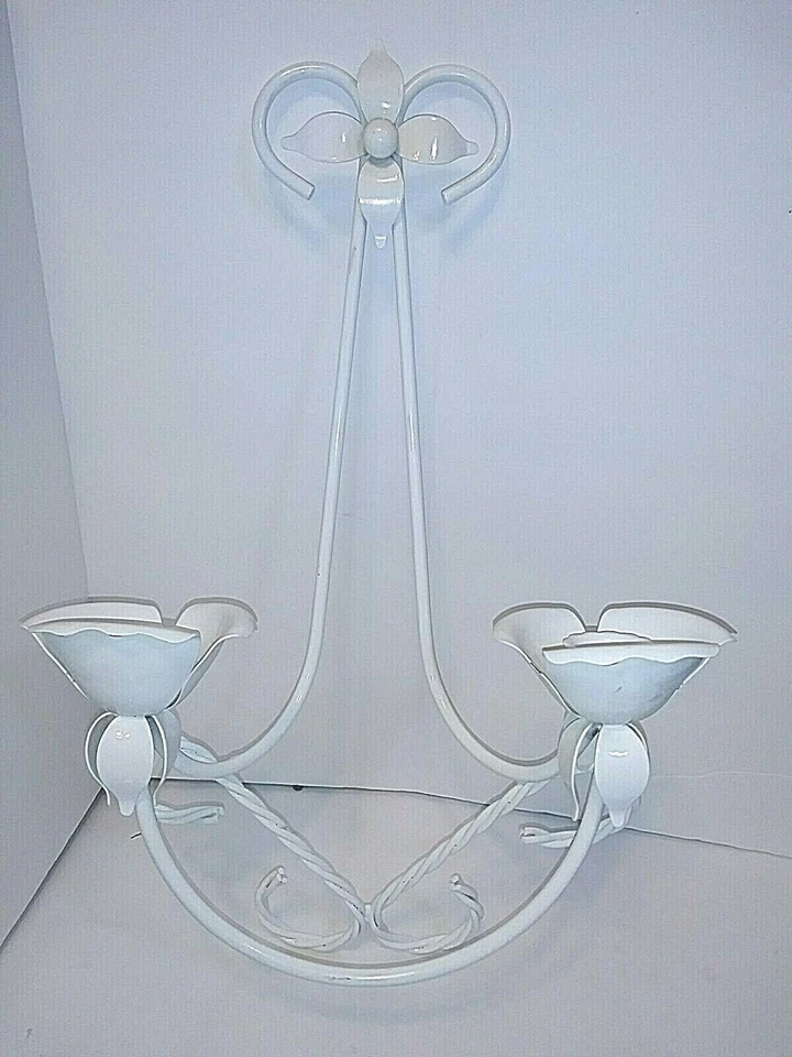 Sunroom Wall Art Metal Enamel Hanging Candle Holders Candleholders 17" Tall Deco - Image 2 of 4