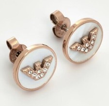 Emporio Armani Rose Gold Logo Crystal Studs Earrings EGS2311221