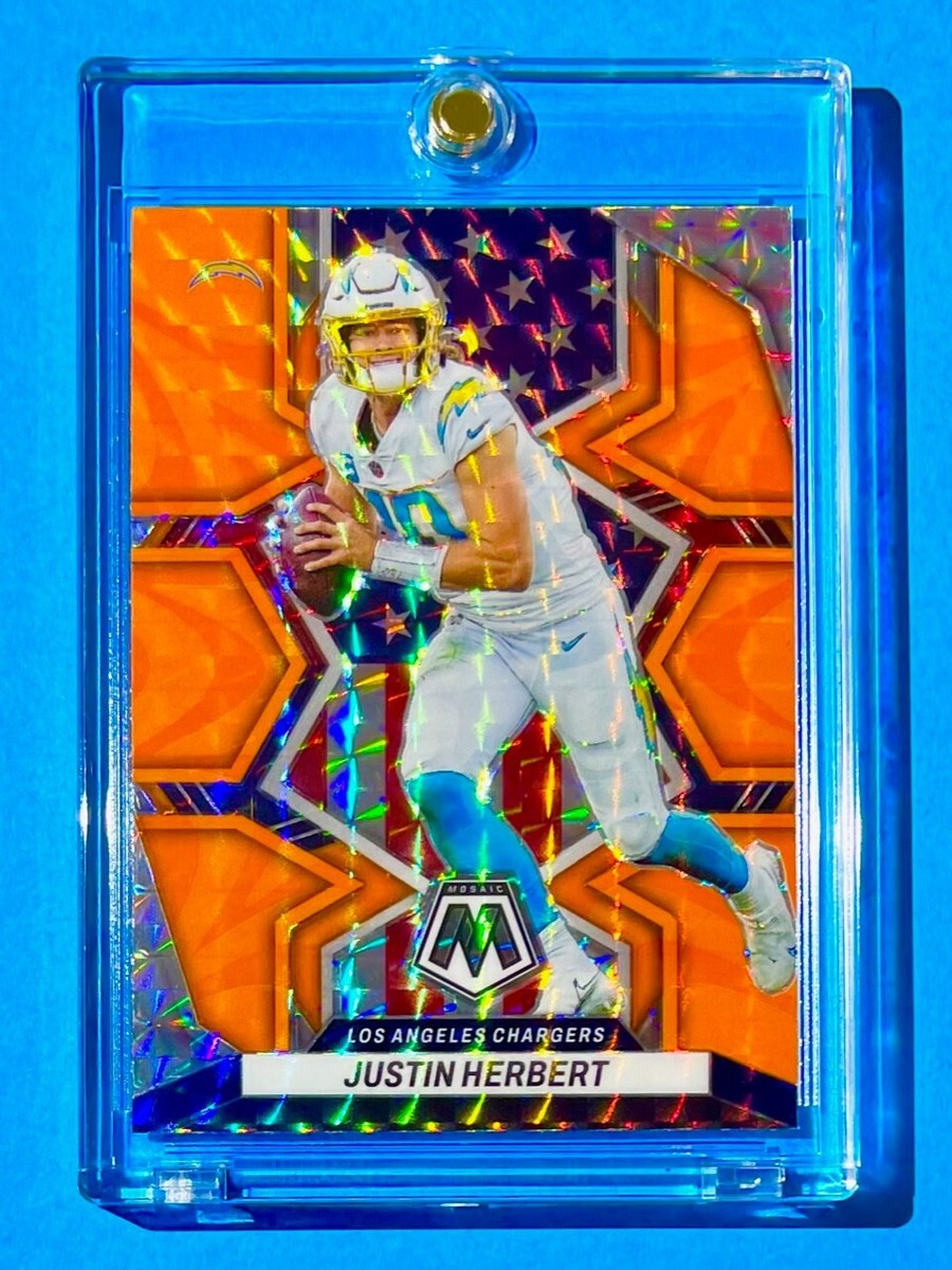 Justin Herbert RARE AMERICAN FLAG NEON ORANGE REFRACTOR PANINI