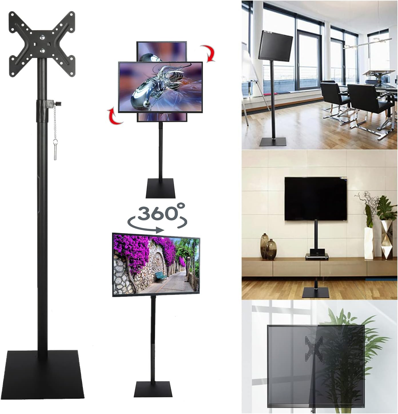 TV Floor Stand with Mount Tilting Free Standing VESA TV Mount Stand with Height-image