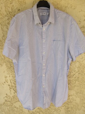 Chemise LACOSTE Opérations une poche homme bleu ciel blanc manches