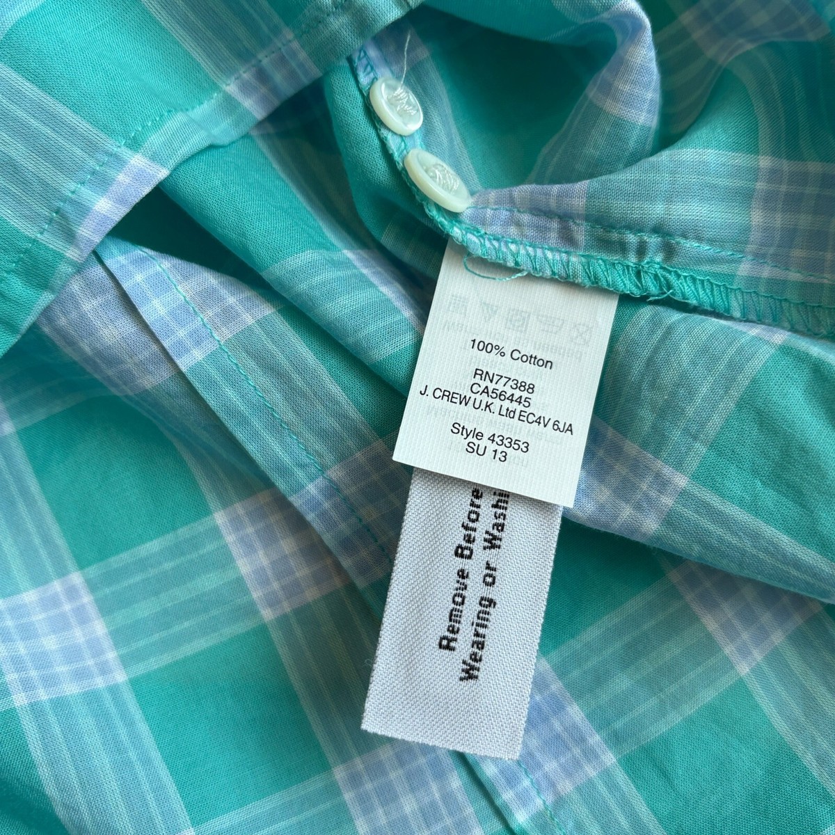 J Crew Perfect Shirt Womens 4 Plaid Blouse Button Down Top Pastel