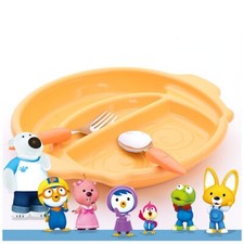 Pororo 3D Corn Face 3 Divider Food Plate, BPA Free, Microwave Safe for Babies
