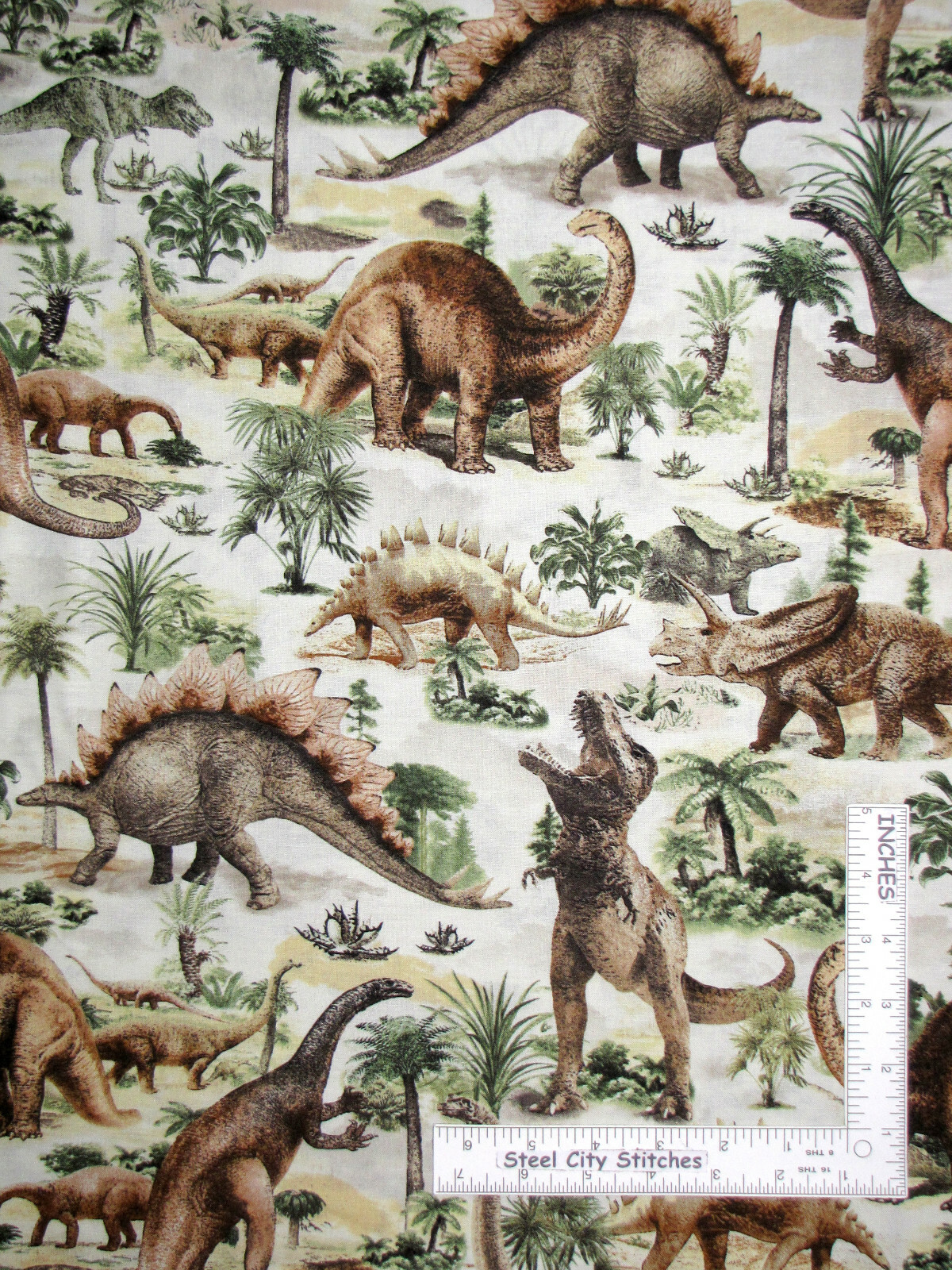 Dinosaur Prehistoric Animal Trees Cotton Fabric Timeless Treasures ...