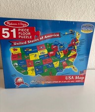 Melissa  Doug USA Map Floor Puzzle 51 pcs 2 x 3 feet brand New sealed in box