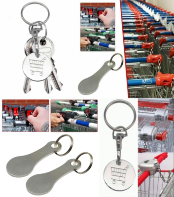 Portachiavi Con Gettone Per Carrello Della Spesa - 3 Pezzi In Metallo Argento - Sblocca Carrello Rimovibile E Riutilizzabile