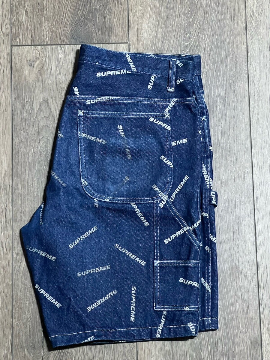 SUPREME BLUE DENIM GLITTERED LOGO PAINTERS SHORTS | eBay SUPREME BLUE DENIM GLITTERED LOGO PAINTERS SHORTS | eBay