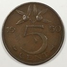 1950 Netherlands 5 Cents - Juliana - Extremely Fine (XF) Bronze KM#181 - 6025-AH — photo 2