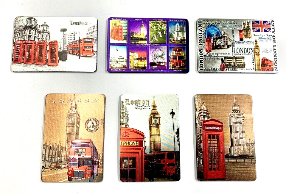 6 X BRAND NEW METALLIC LONDON FRIDGE MAGNETS ICONS SOUVENIR FAST & FREE DELIVERY