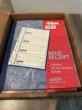 9 TOPS Rent Receipt Books, 2-3/4 x 7-1/8”Carbonless 3Part, 100 Sets/Book"