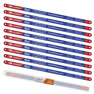 Hacksaw Replacement Blades 10 Pack High Speed 24 TPI - 12'' Length Hack Saw Bl...