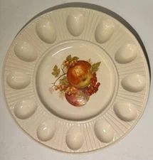 Treasure Ceramic Deviled Egg Plate 12" Holds 12 Eggs Made In USA