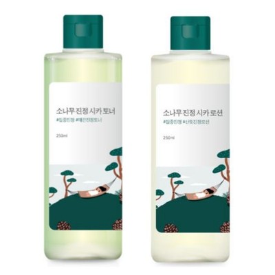 Round Lap Pine Cica Toner & Lotion 250ml Moisturizing, Calming, Smoothness