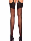 Damen Strümpfe transparent Naht & kubanischer Absatz Overknee für Strumpfhalter Strapshalter