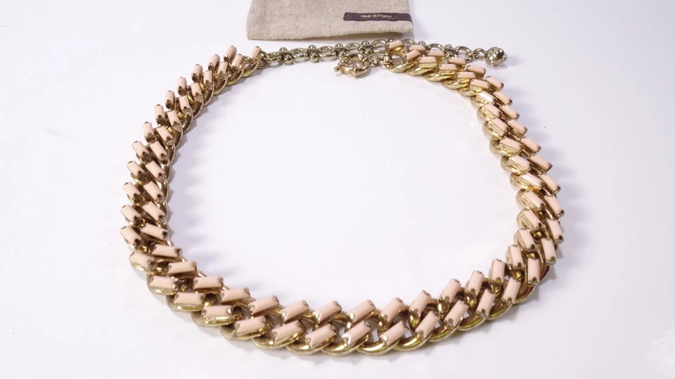 Collar de eslabones cabujón doble eslabón tablero latón para mujer Neiman Marcus nuevo con etiquetas 225