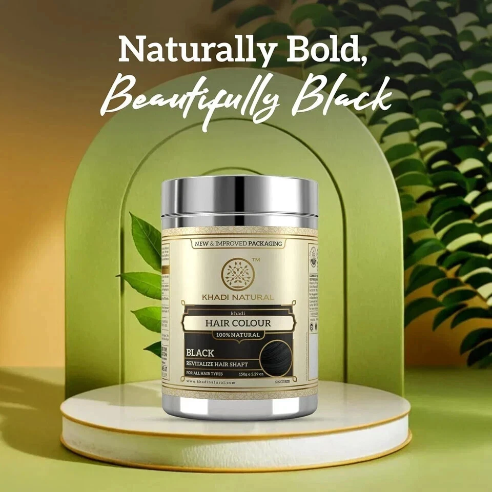 Натуральная черная хна Khadi | травяной цвет волос | упаковка 2 x 150 г | бесплатная доставка - Изображение 3 из 4