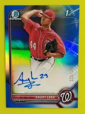 2022 ANDRY LARA 1ST BOWMAN CHROME BLUE AUTOGRAPH REFRACTOR #121/150 WASH. NATS
