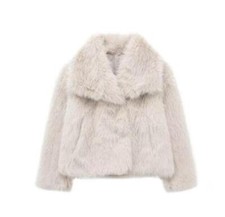 Cappotto donna autunno inverno finto manica lunga casual bavero outwear moda nuovo