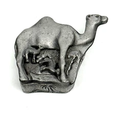 VTG Torino Pewter Camel Shaped Jewelry Box Brooch Necklace And Stud Earrings