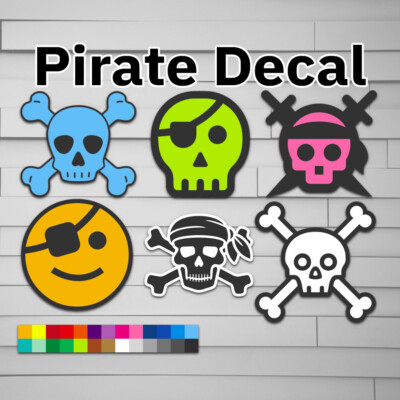 Pirate Decal (vinyl Sticker, Car laptop window tumbler water bottle) skull jolly
