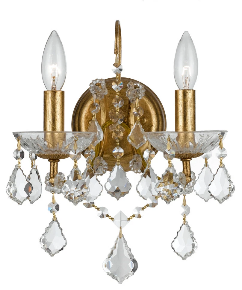 Crystorama 4452 GA CL MWP Filmore 2 Light 11 Inch Antique Gold