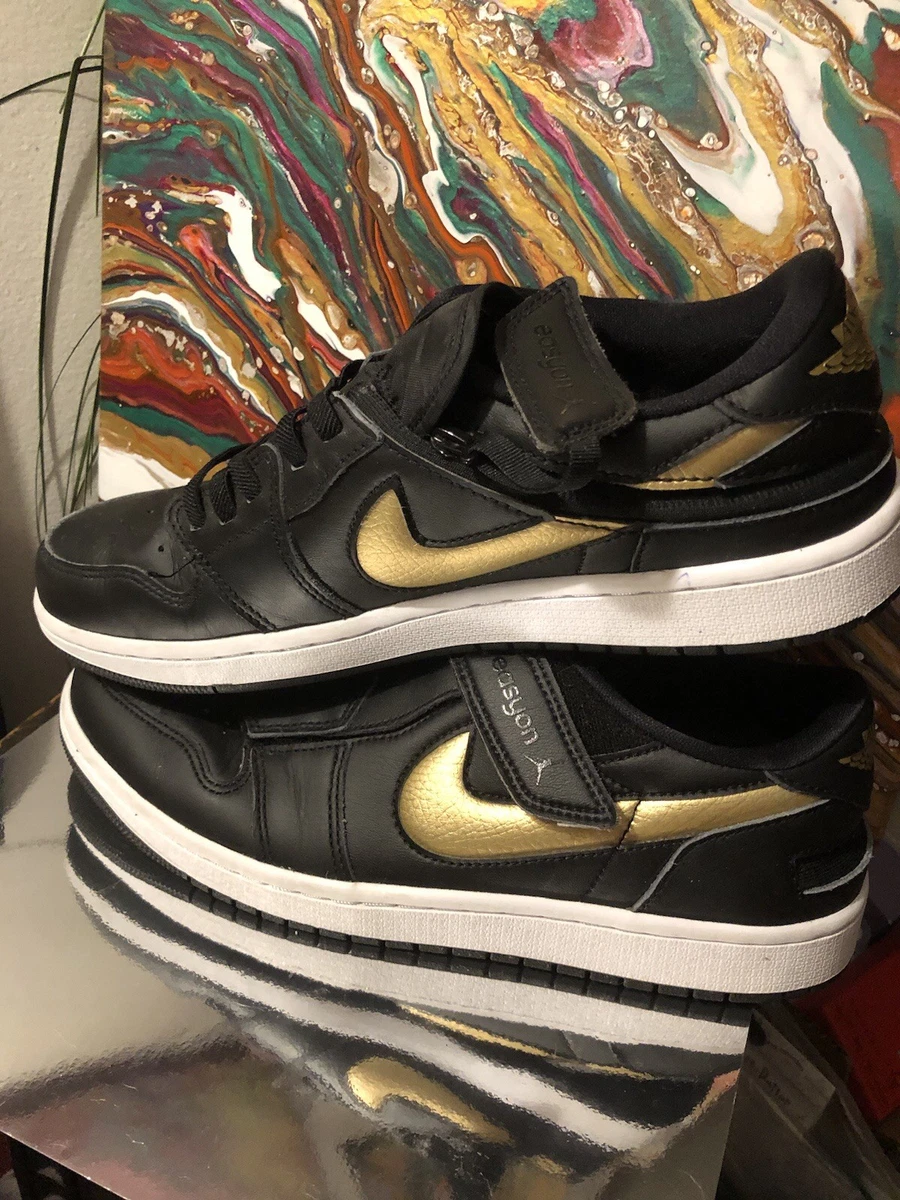 NIKE AIR JORDAN 1 LOW 24cm ブラック ゴールドプレート Jordan 1 FlyEase Low Black Metallic Gold for Sale | Authenticity