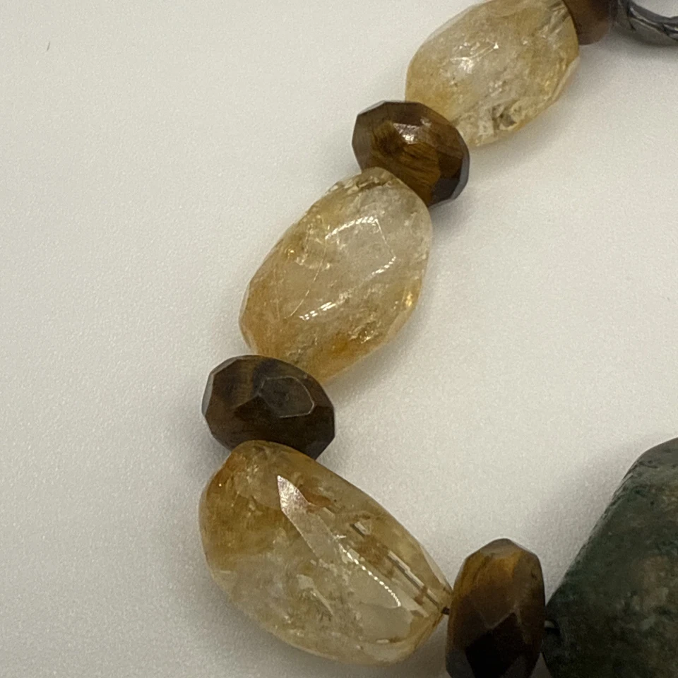 Silpada Gemstone Bracelet Sterling Silver Turquoise Quartz Tigers Eye 6.5” - Image 4 of 4