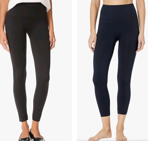 Lot Of 2 SPANX Look At Me Seamless Crop Leggings, Size M, Black & Navy Blue, NWT - Picture 2 of 4