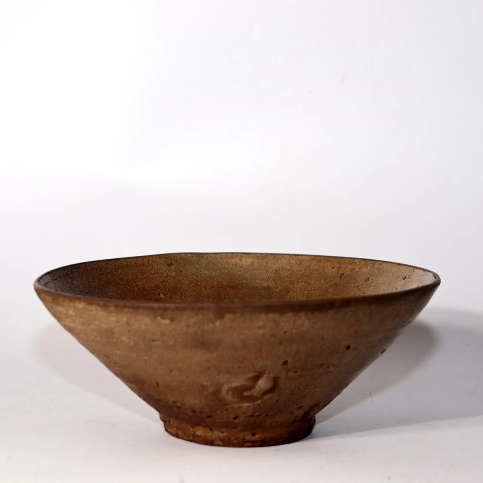 Tazón de té plano coreano antiguo dinastía Joseon bolsa de seda Chawan Wabi Sabi KRS164 Foto 2 de 4