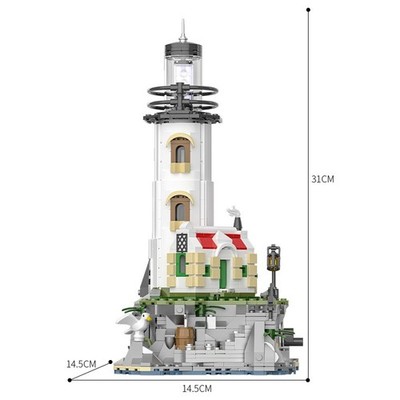 1092 Teile Elektrischer Leuchtturm Bausteine Fischerhütte Leuchtender Leuchtturm