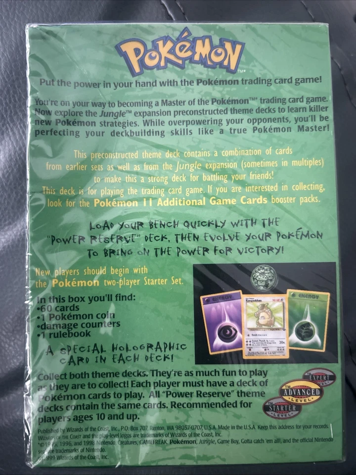 Pokemon TCG 1999 | Jungle Theme Deck | WOTC | New and Sealed | POWER RESERVE - Image 2 of 4