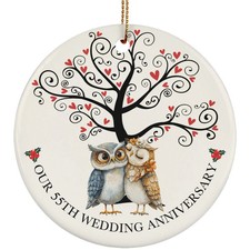 Owl Couple Romantic 55 Years Ornament 55th Wedding Anniversary Christmas Gift
