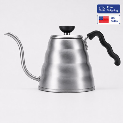 Gooseneck Coffee Kettle Stainless Steel Silver 1.2L Stovetop Drip Kettle