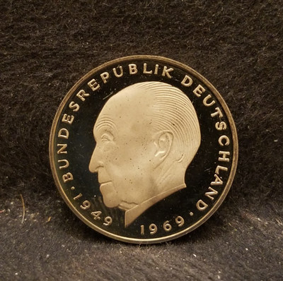 1975-D Germany (West) 2 Mark, Munich, Konrad Adenauer, DCAM, KM-124 (GE2)