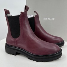 Everlane The Lug Chelsea Boot in Bordeaux 6.5 Women's Leather Ankle Chunky Sole