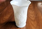 Vintage Bud Vase White Milk Glass Atomic Starburst Blast Geometric Mid Century