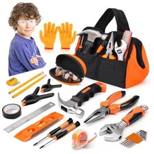 27-Piece Orange Kids Tool Set with Tool Storage Bag, Real Hand Tool Kit for