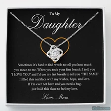To My Daughter Necklace, Gift From Mom,Mother Daughter Birthday Keepsake Jewelry