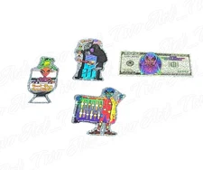 Set of 4 Vintage 90’s Psychedelic Alien Activity Prism Vending Machine Stickers